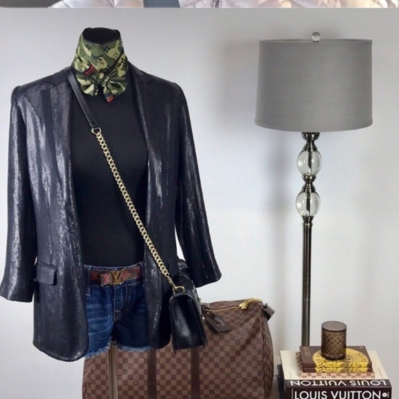 Nicole Miller Black Sequin Blazer size S classic elegant cocktail holiday - Picture 2 of 13